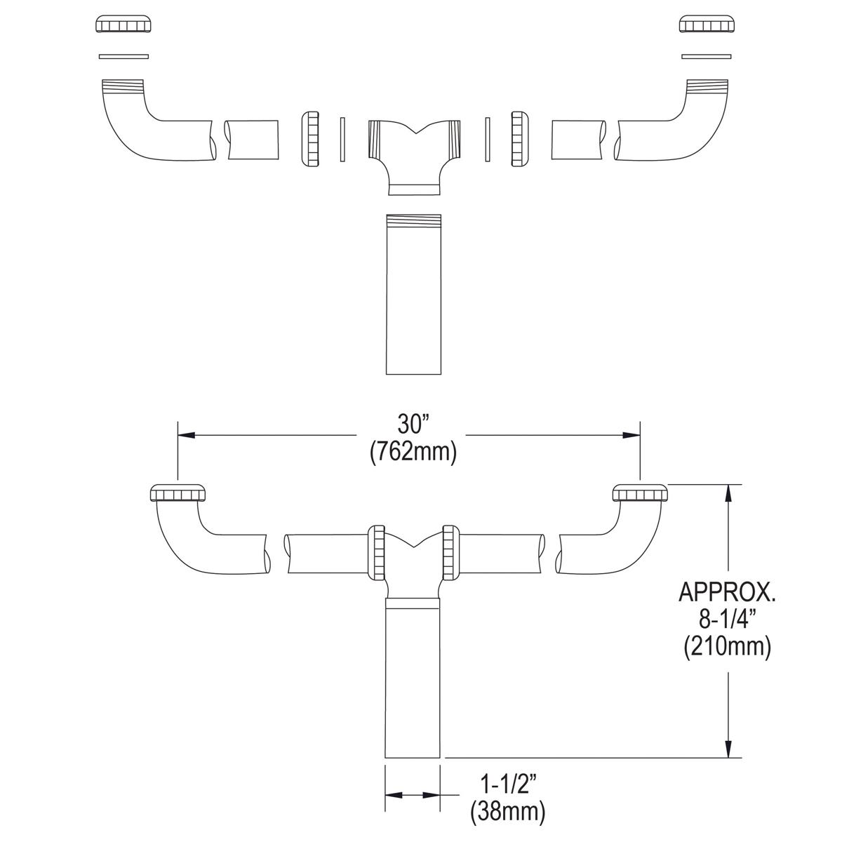 Alternate Image for Elkay Drain Fitting Center Outlet for Double Bowl Sinks, LK52