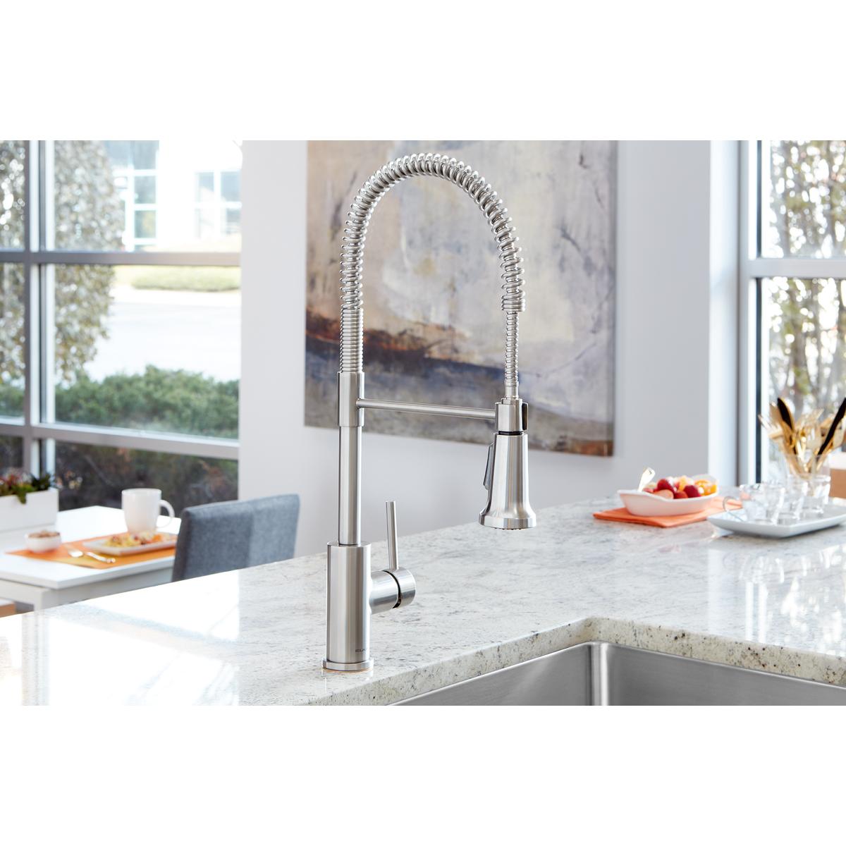 Elkay Avado Lever Handle Semiprofessional Spout Brass ADA Kitchen Faucet, Lustrous Steel, LKAV2061LS