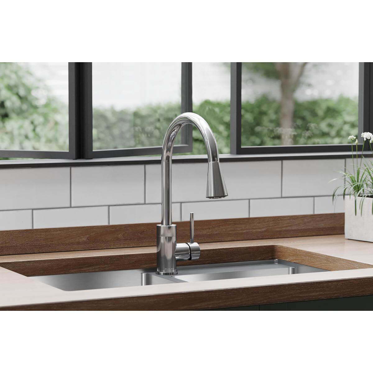 Alternate Image for Elkay Avado Forward Only Lever Handle Pull-down Spray Spout Brass ADA Kitchen Faucet, Chrome, LKAV3031CR