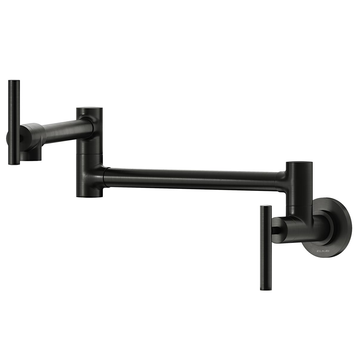 Alternate Image for Elkay Avado Lever Handle Pot Filler Spout Brass ADA Kitchen Faucet, Black Stainless, LKAV4091BK