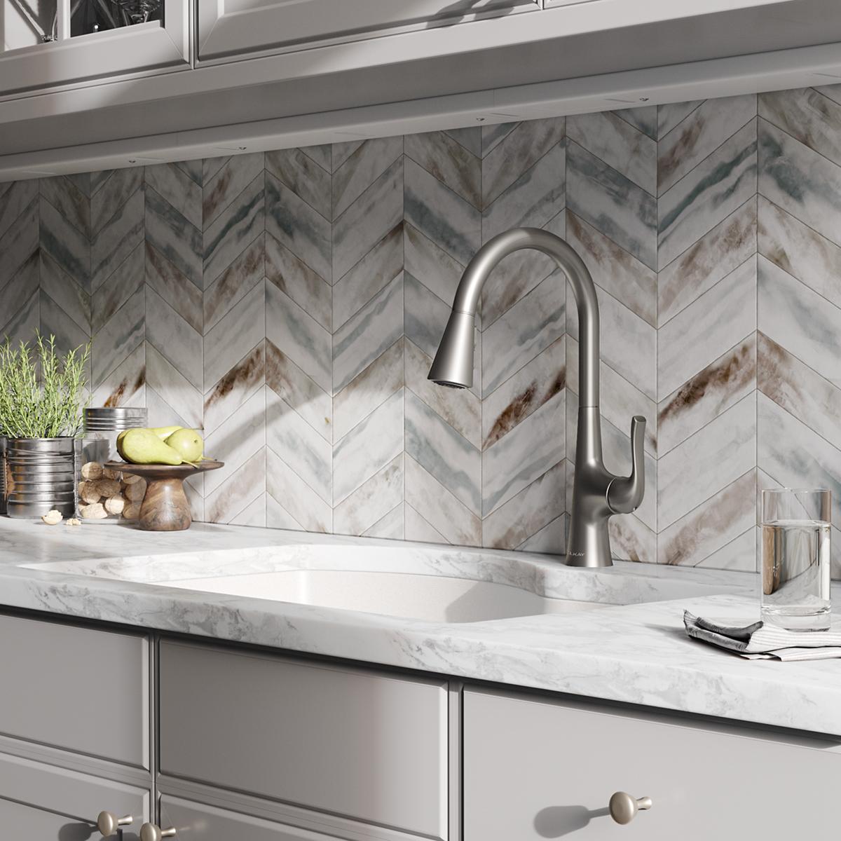 Alternate Image for Elkay Harmony Forward Only Lever Handle Pull-down Spray Spout Brass ADA Kitchen Faucet, Lustrous Steel, LKHA1041LS