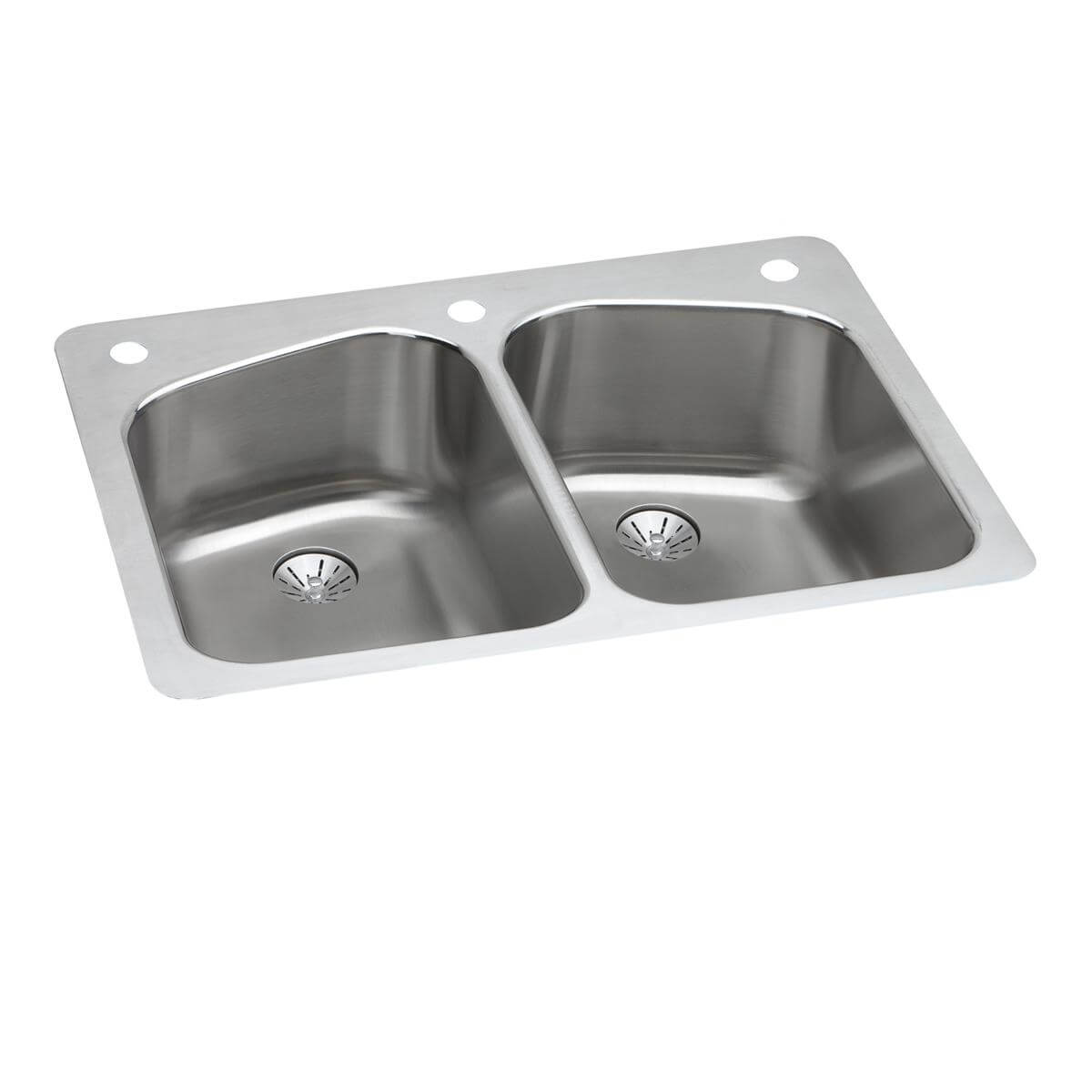 Alternate Image for Elkay Lustertone Classic 33" Dual Mount Stainless Steel Kitchen Sink, 50/50 Double Bowl, Lustrous Satin, 3 Faucet Holes, Perfect Drain, LKHSR33229PD3