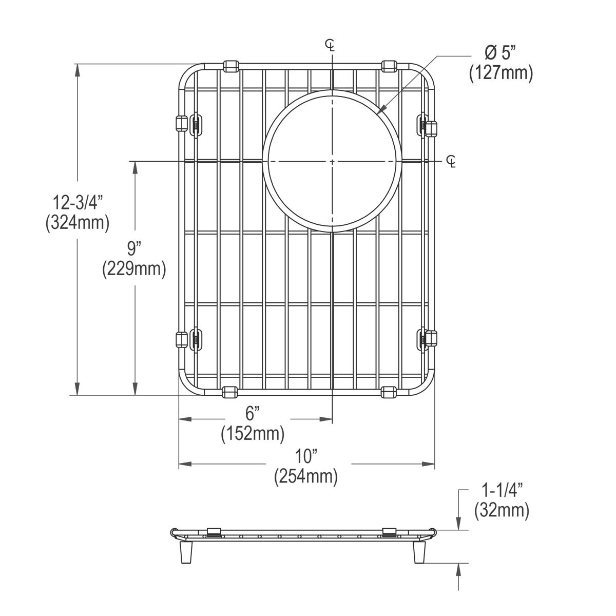 Elkay Stainless Steel 10-5/8" x 13-9/16" x 1" Bottom Grid, LKOBG1114SS