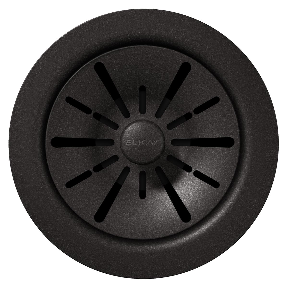 Elkay Quartz Perfect Drain 3-1/2" Polymer Disposer Flange with Removable Basket Strainer and Rubber Stopper Black, LKPDQD1BK