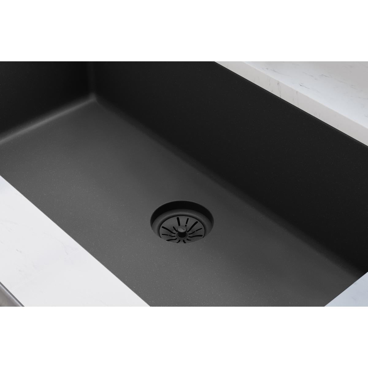 Alternate Image for Elkay Quartz Perfect Drain 3-1/2" Polymer Disposer Flange with Removable Basket Strainer and Rubber Stopper Charcoal, LKPDQD1CH