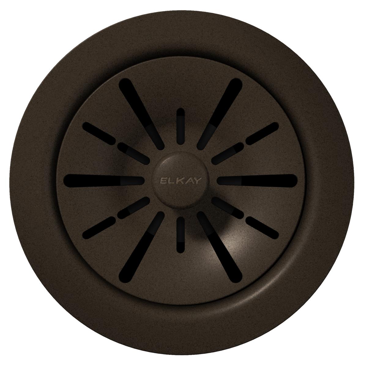 Elkay Quartz Perfect Drain 3-1/2" Polymer Disposer Flange with Removable Basket Strainer and Rubber Stopper Mocha, LKPDQD1MC