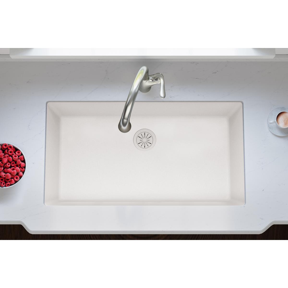 Alternate Image for Elkay Quartz Perfect Drain 3-1/2" Polymer Disposer Flange with Removable Basket Strainer and Rubber Stopper Ricotta, LKPDQD1RT