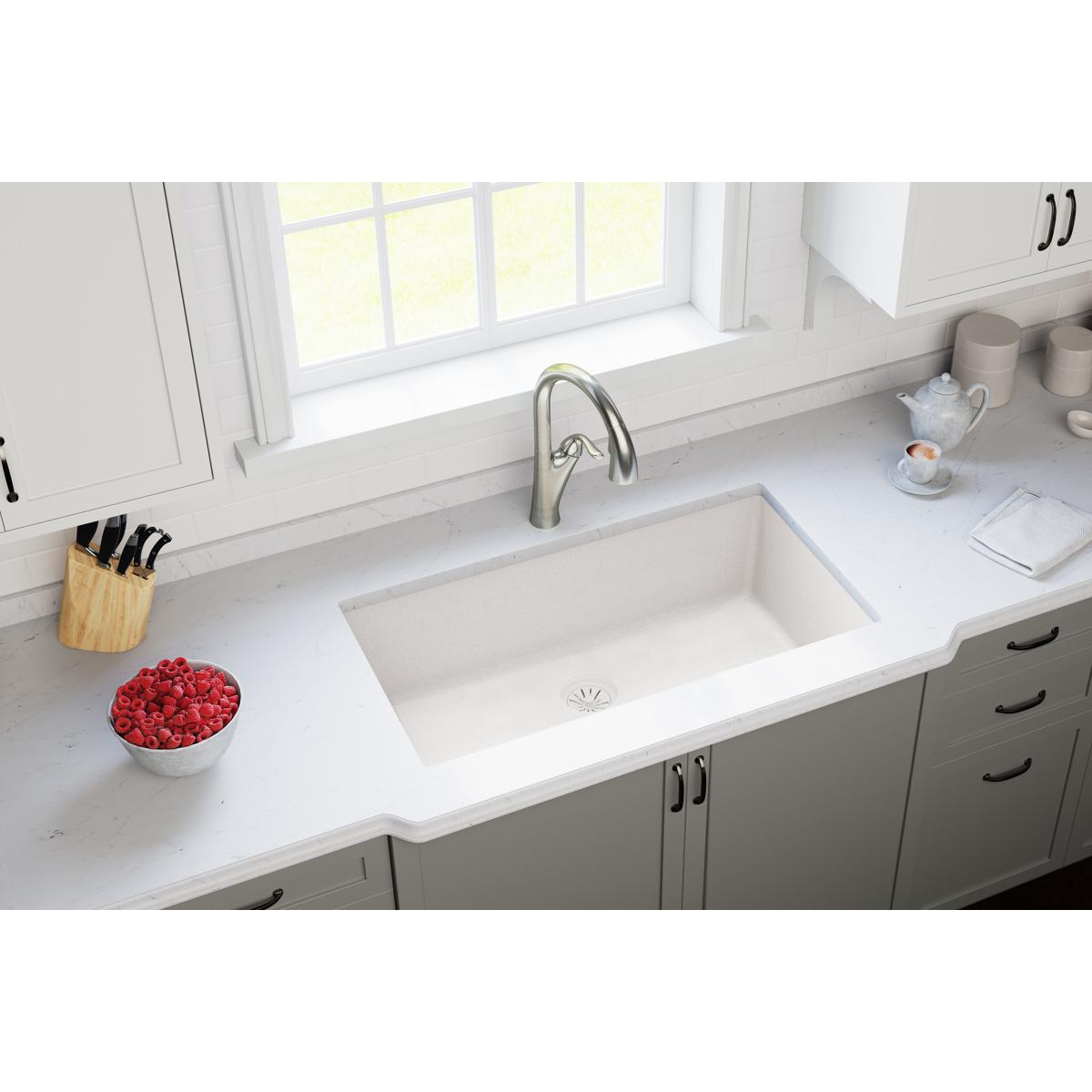 Alternate Image for Elkay Quartz Perfect Drain 3-1/2" Polymer Disposer Flange with Removable Basket Strainer and Rubber Stopper Ricotta, LKPDQD1RT