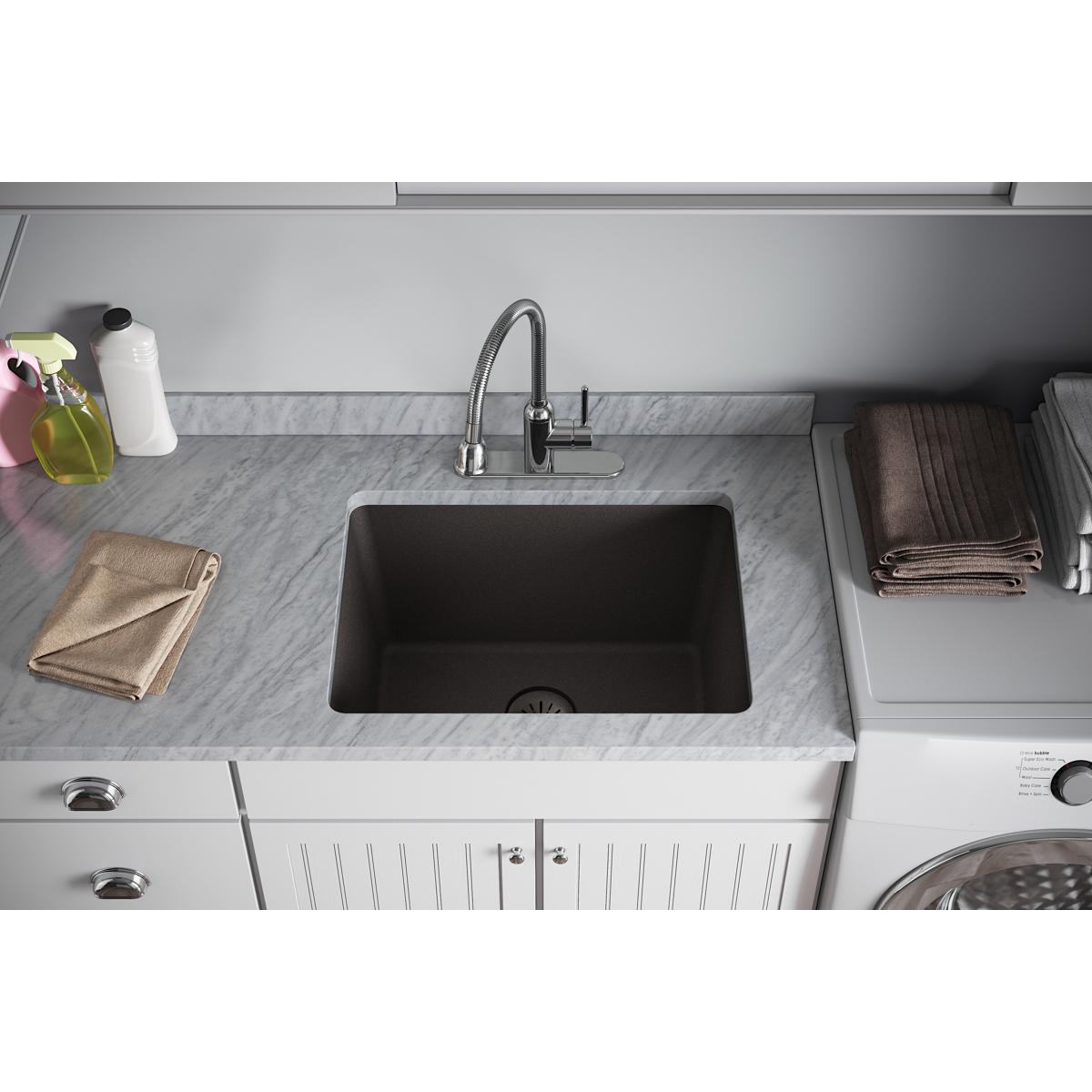 Alternate Image for Elkay Quartz Perfect Drain 3-1/2" Removable Polymer Basket Strainer and Rubber Stopper Black, LKPDQSBK