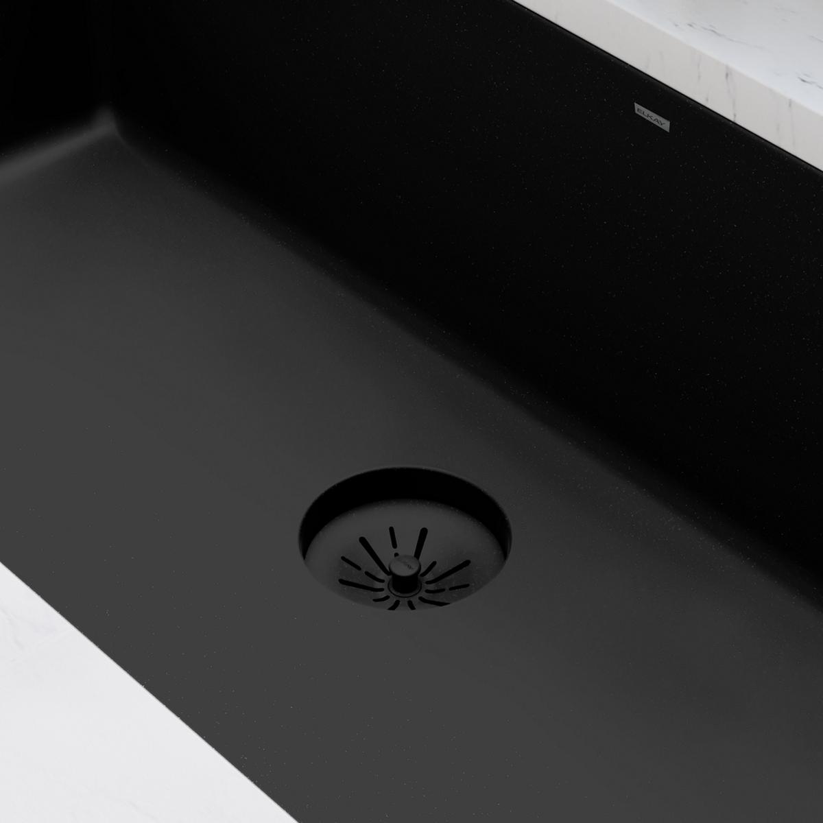 Alternate Image for Elkay Quartz Perfect Drain 3-1/2" Removable Polymer Basket Strainer and Rubber Stopper Caviar, LKPDQSCA