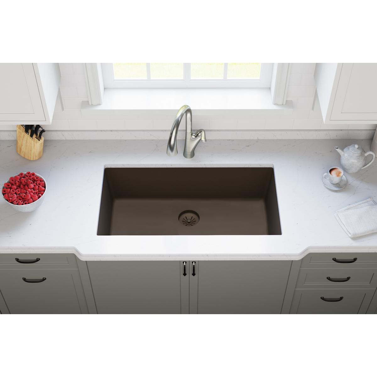 Alternate Image for Elkay Quartz Perfect Drain 3-1/2" Removable Polymer Basket Strainer and Rubber Stopper Chestnut, LKPDQSCN