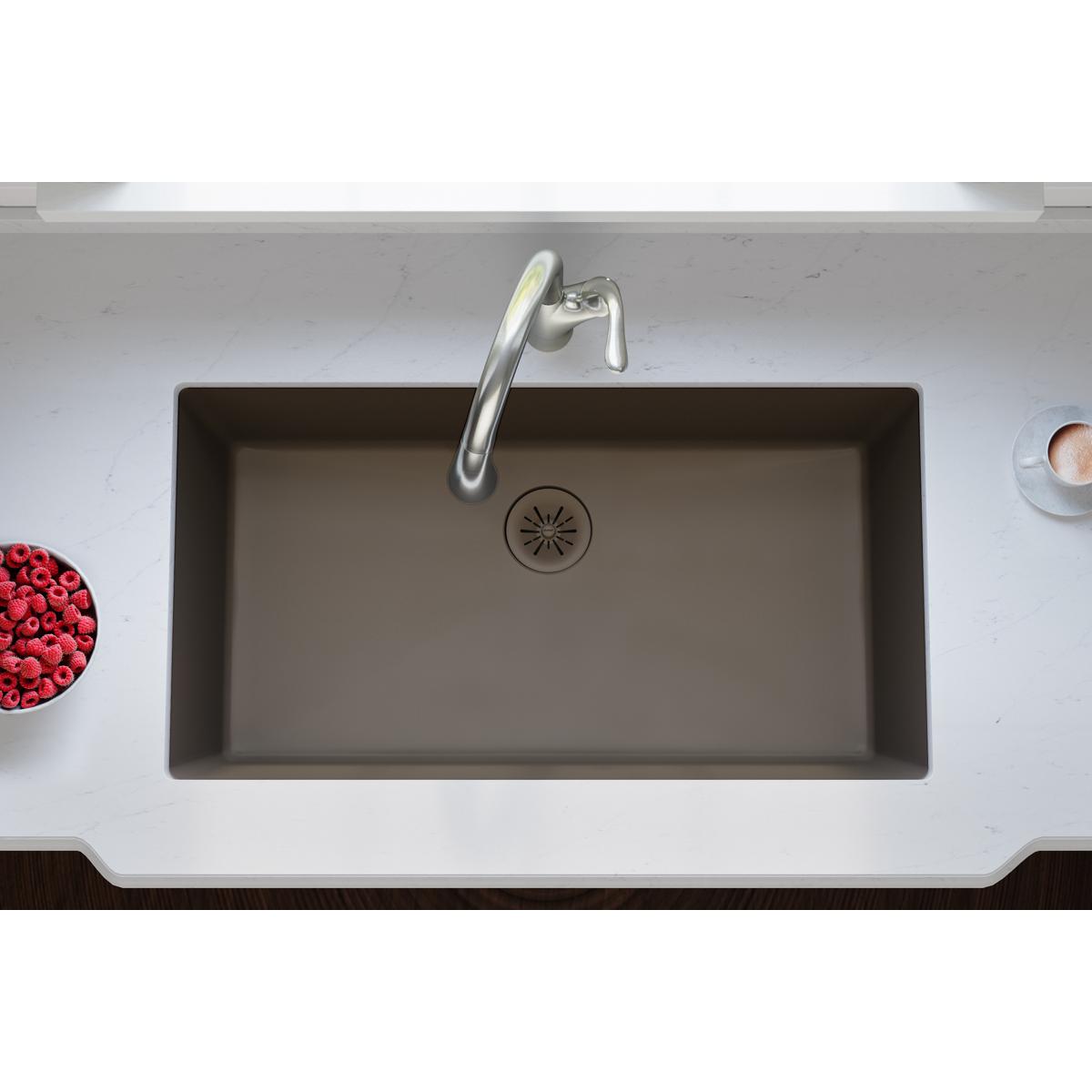 Alternate Image for Elkay Quartz Perfect Drain 3-1/2" Removable Polymer Basket Strainer and Rubber Stopper Chestnut, LKPDQSCN