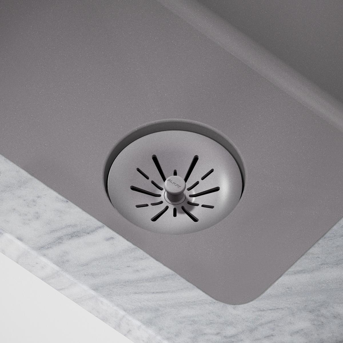 Elkay Quartz Perfect Drain 3-1/2" Removable Polymer Basket Strainer and Rubber Stopper Greystone, LKPDQSGS