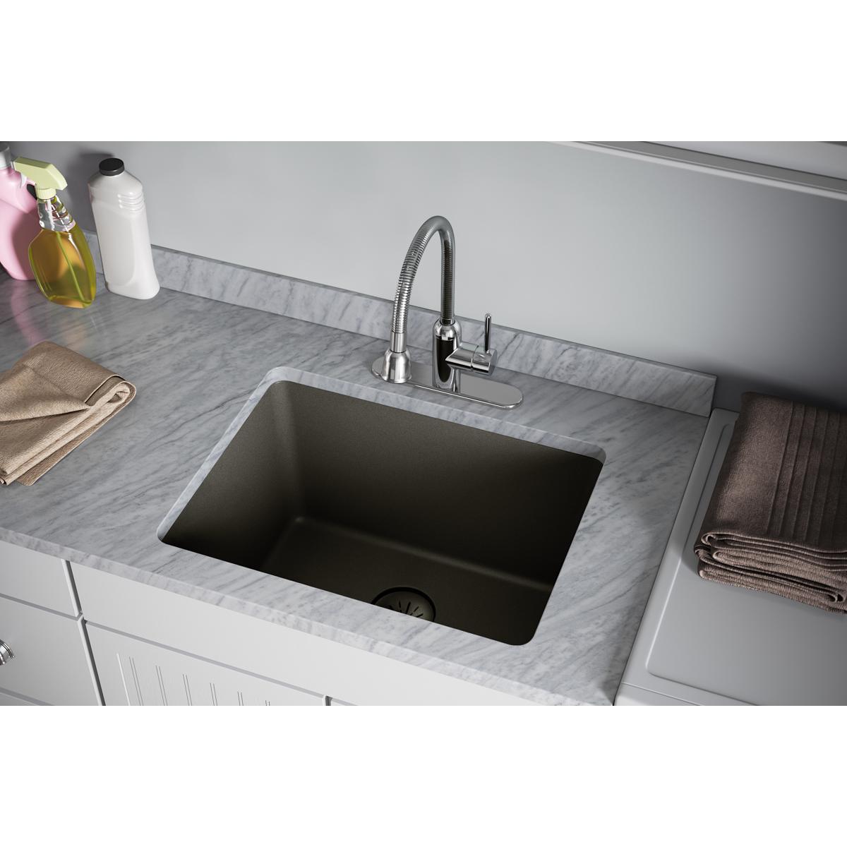 Elkay Quartz Perfect Drain 3-1/2" Removable Polymer Basket Strainer and Rubber Stopper Dusk Gray, LKPDQSGY