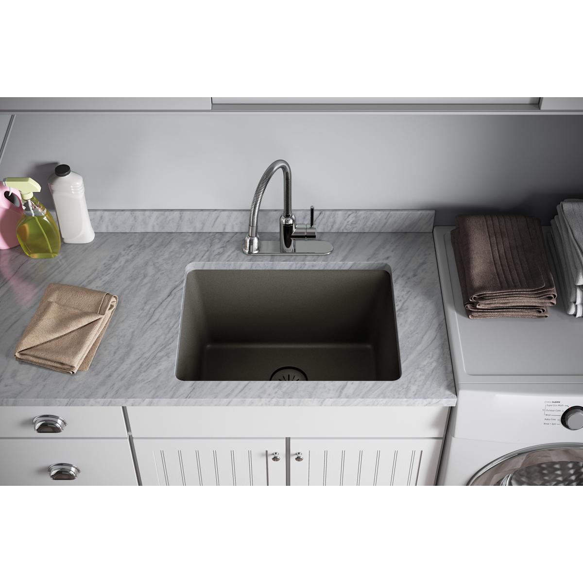 Alternate Image for Elkay Quartz Perfect Drain 3-1/2" Removable Polymer Basket Strainer and Rubber Stopper Dusk Gray, LKPDQSGY