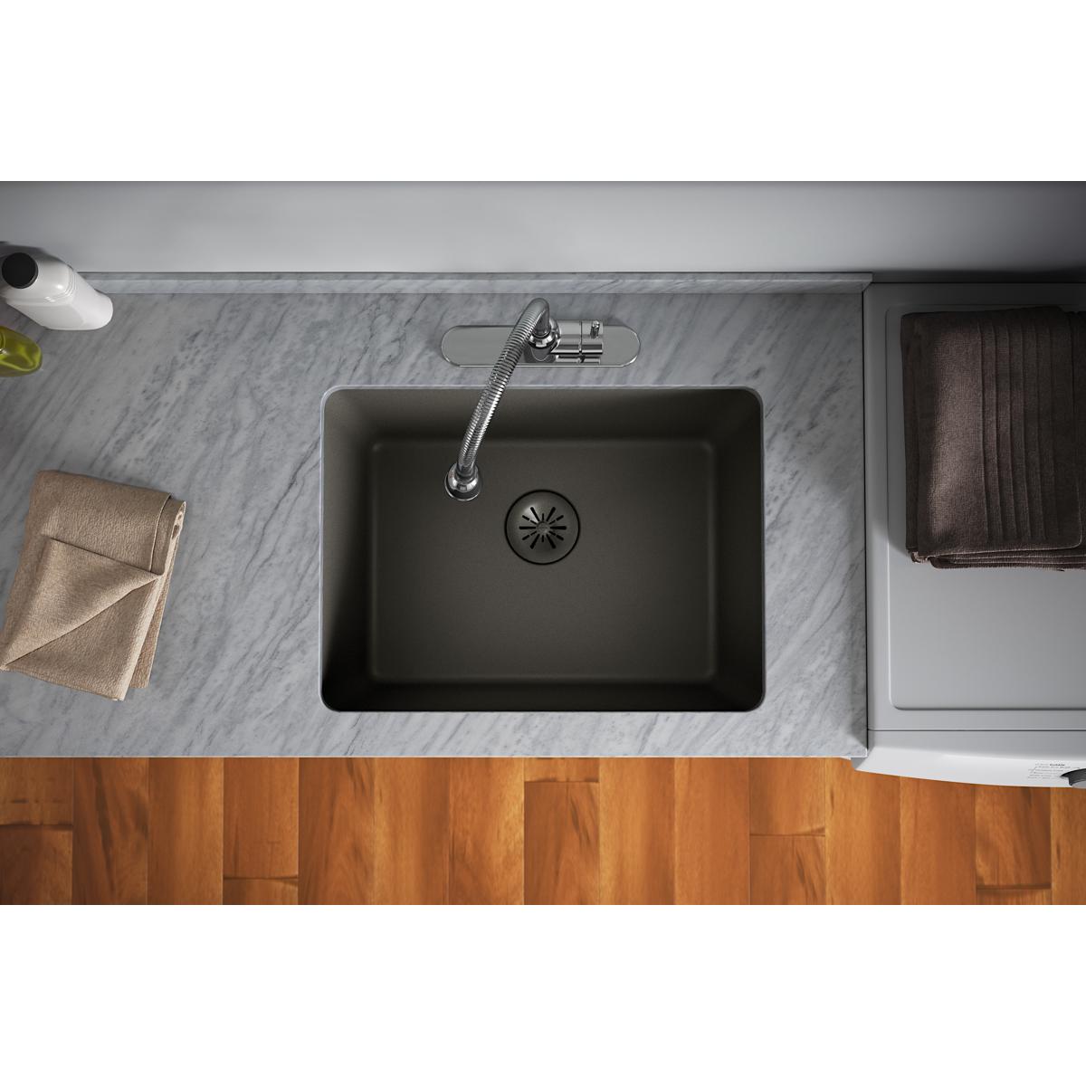 Alternate Image for Elkay Quartz Perfect Drain 3-1/2" Removable Polymer Basket Strainer and Rubber Stopper Dusk Gray, LKPDQSGY