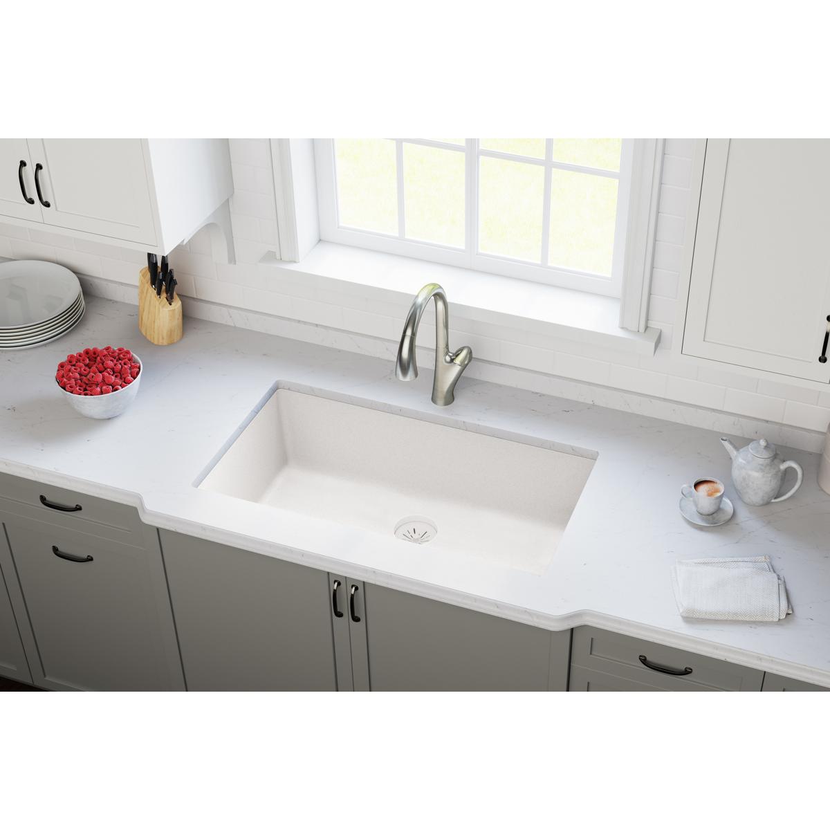 Elkay Quartz Perfect Drain 3-1/2" Removable Polymer Basket Strainer and Rubber Stopper Ricotta, LKPDQSRT