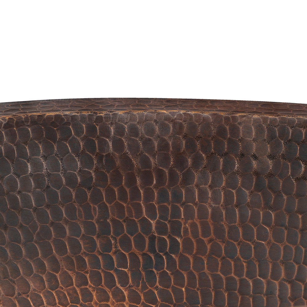 Alternate Image for Premier Copper Products 15" Oval Under Counter Hammered Copper Bathroom Sink, Matching Drain and Accessories, Oil Rubbed Bronze, BSP5_LO15FDB-P