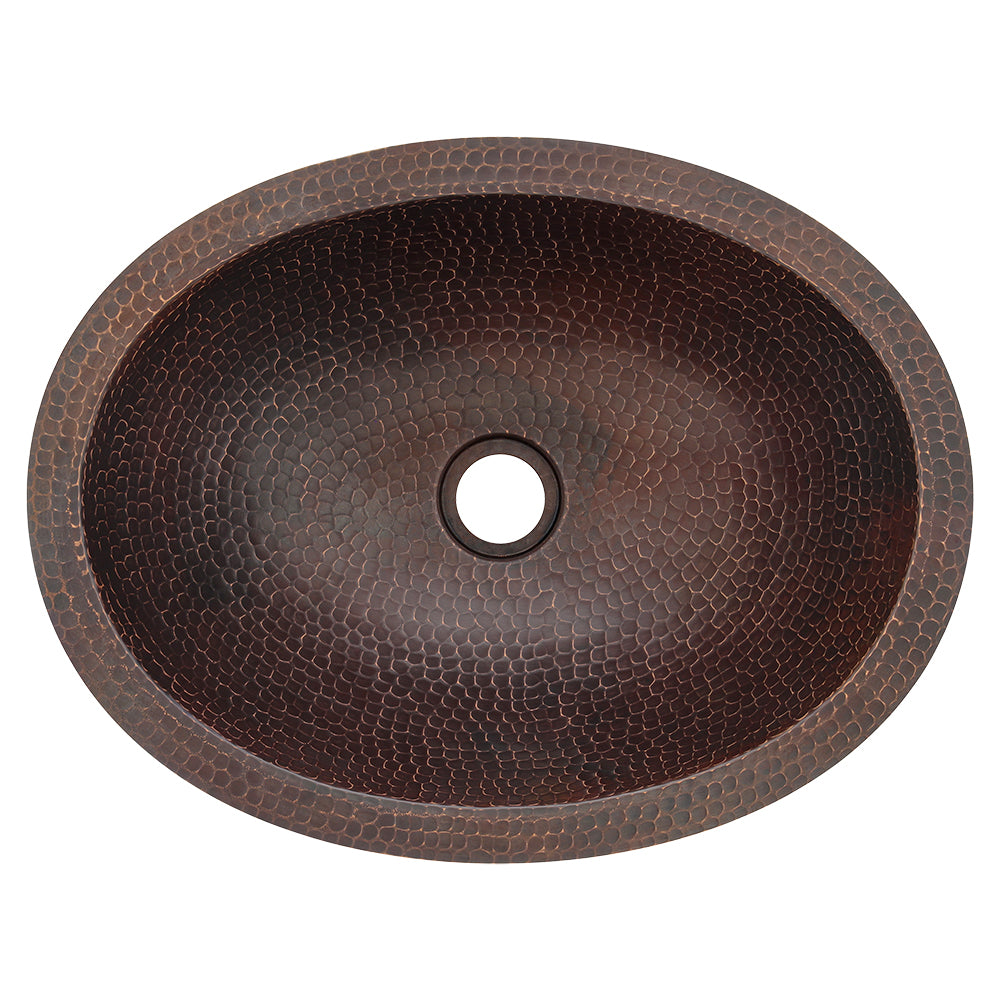 Alternate Image for Premier Copper Products 17" Oval Copper Bathroom Sink, Oil Rubbed Bronze, LO17FDB