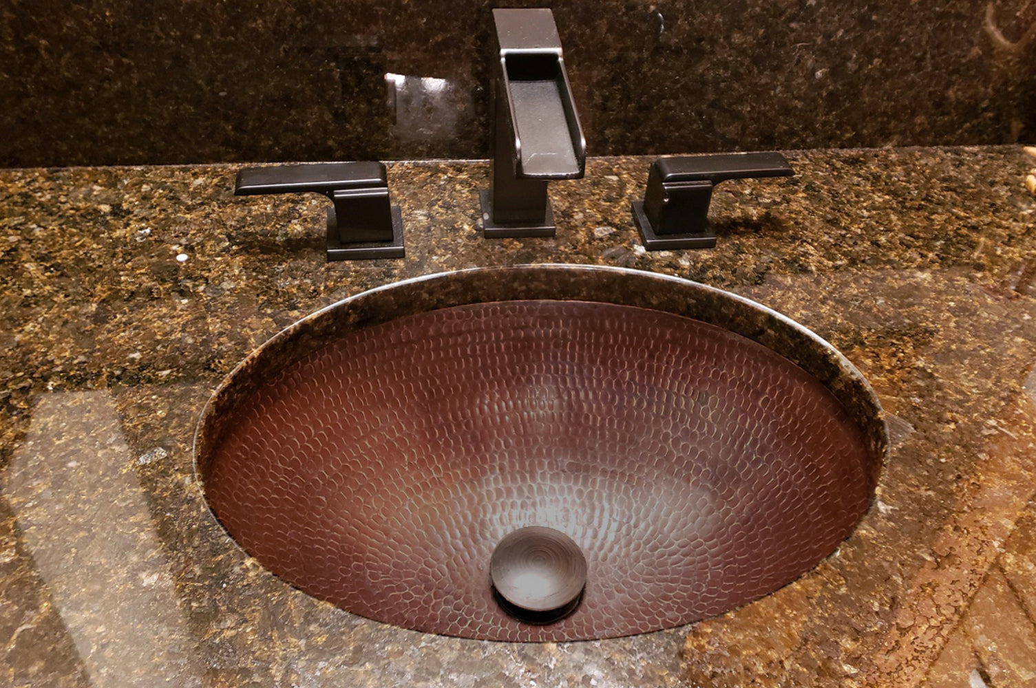 Alternate Image for Premier Copper Products 17" Oval Copper Bathroom Sink, Oil Rubbed Bronze, LO17FDB