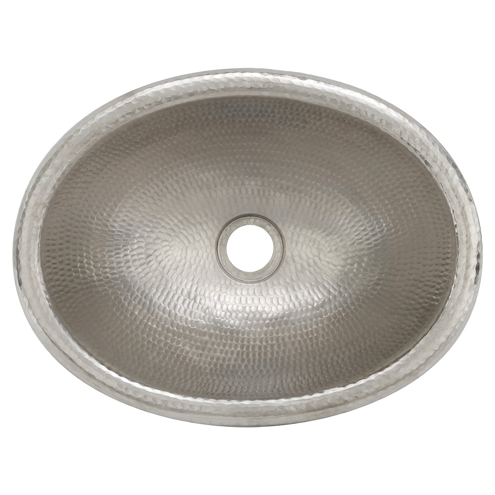 Alternate Image for Premier Copper Products 17" Oval Copper Bathroom Sink, Nickel, LO17REN