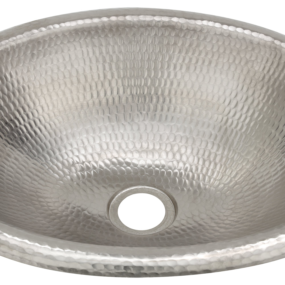Alternate Image for Premier Copper Products 17" Oval Copper Bathroom Sink, Nickel, LO17REN