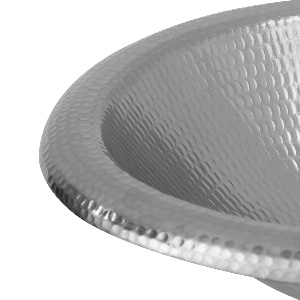 Alternate Image for Premier Copper Products 18" Wide Rim Oval Self Rimming Hammered Copper Bathroom Sink in Nickel, Matching Drain and Accessories, Nickel Plated Copper, BSP5_LO18REN-P