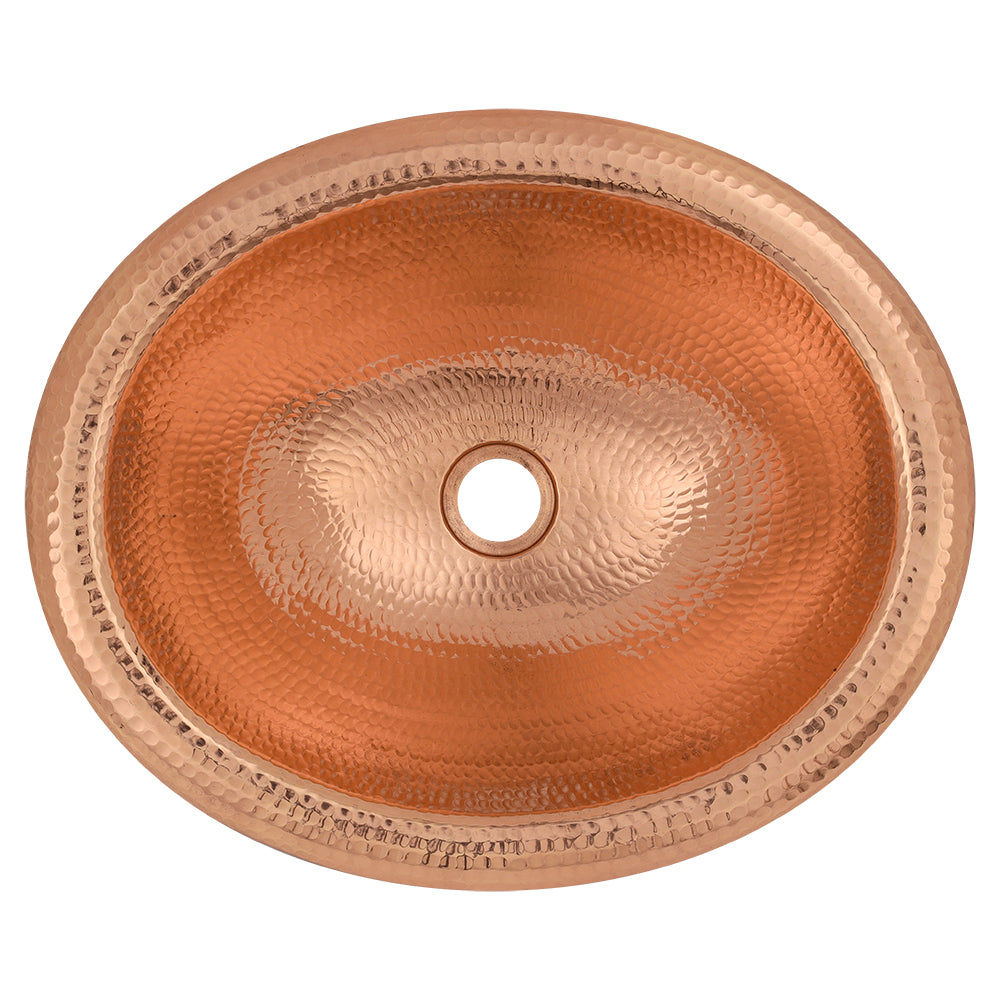 Alternate Image for Premier Copper Products 18" x 15" Oval Drop In/Surface Mount Copper Bathroom Sink, Polished Copper, 17 Gauge, LO18RPC