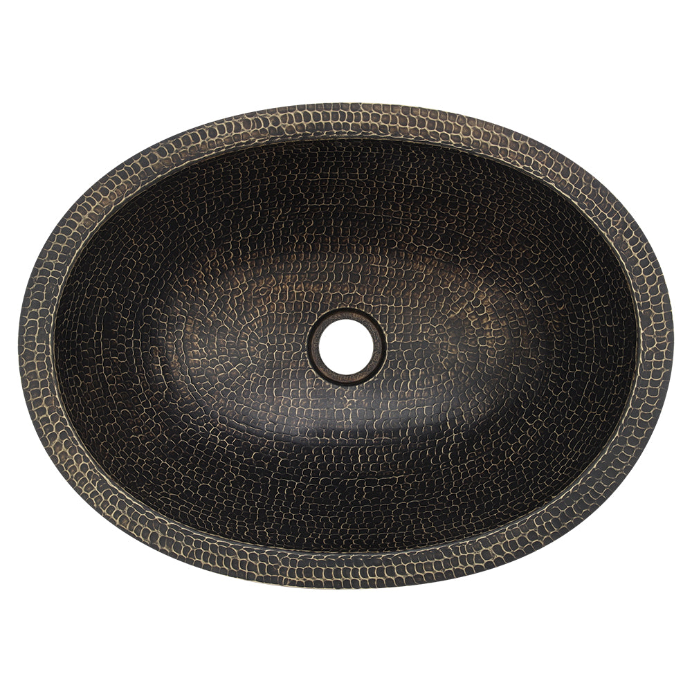 Alternate Image for Premier Copper Products 19" x 14" Oval Dual - Undermount or Drop In Brass Bathroom Sink, Oil Rubbed Bronze, LO19FAB