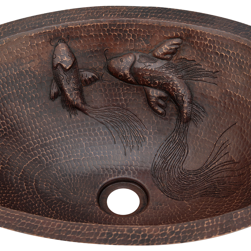 Alternate Image for Premier Copper Products 19" Oval Copper Bathroom Sink, Oil Rubbed Bronze, LO19FKOIDB
