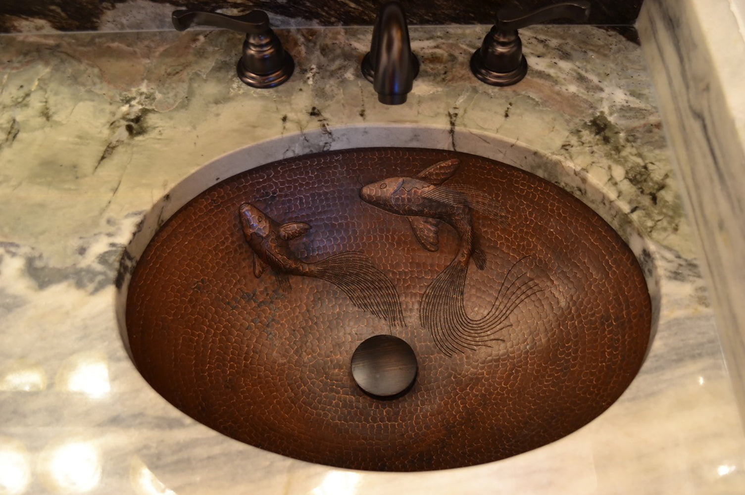 Alternate Image for Premier Copper Products 19" Oval Copper Bathroom Sink, Oil Rubbed Bronze, LO19FKOIDB