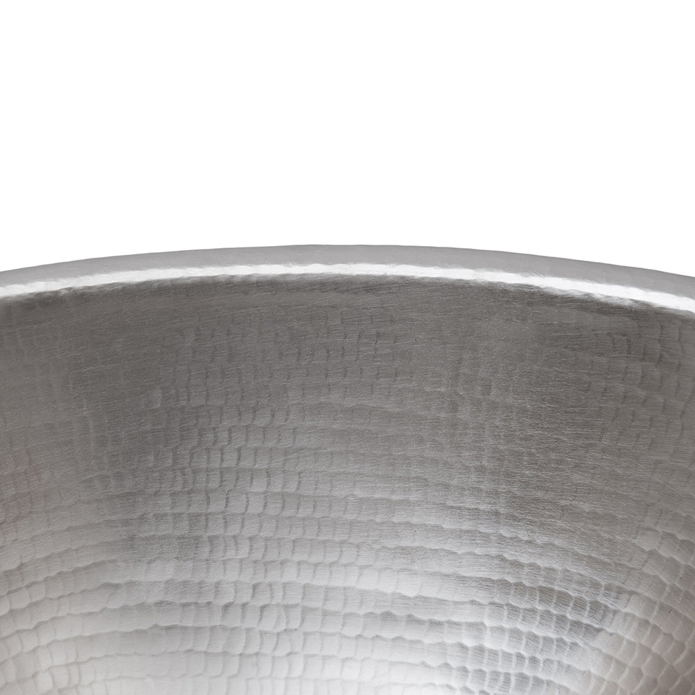 Alternate Image for Premier Copper Products 19" Oval Self Rimming Hammered Copper Nickel Bathroom Sink, Matching Drain and Accessories, BSP5_LO19REN-P