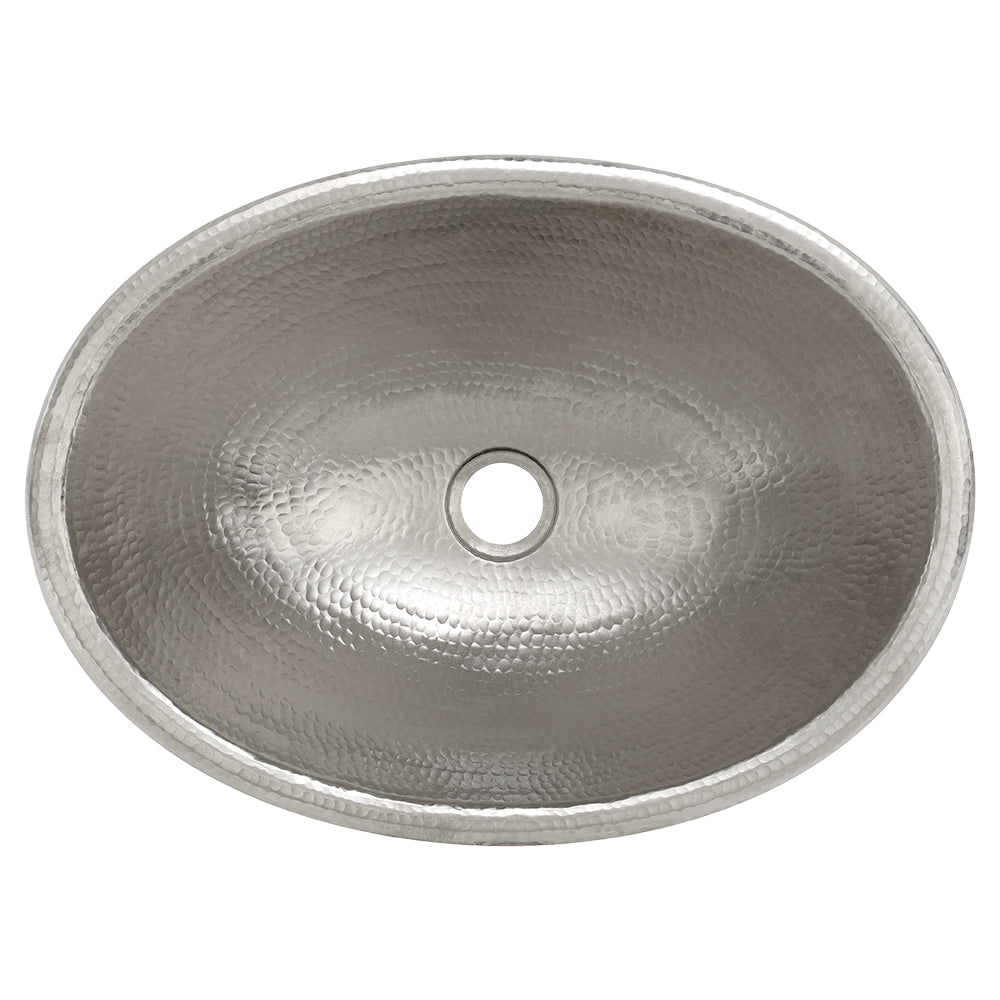 Alternate Image for Premier Copper Products 19" Oval Copper Bathroom Sink, Nickel, LO19REN