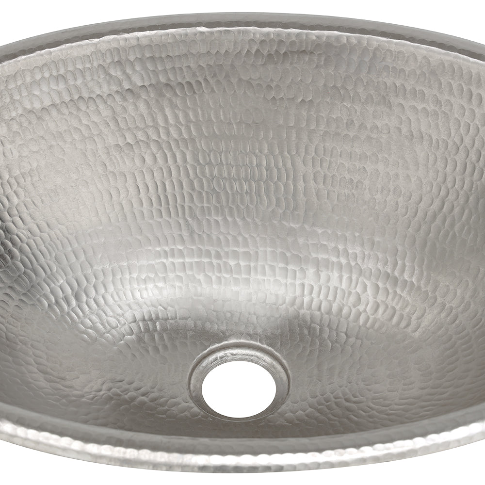 Alternate Image for Premier Copper Products 19" Oval Copper Bathroom Sink, Nickel, LO19REN
