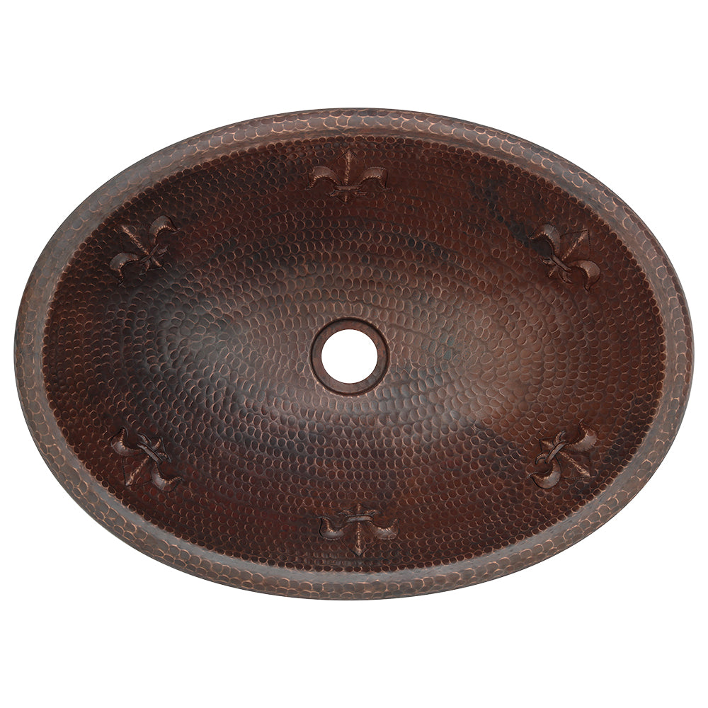 Alternate Image for Premier Copper Products 19" Oval Copper Bathroom Sink, Oil Rubbed Bronze, LO19RFLDB