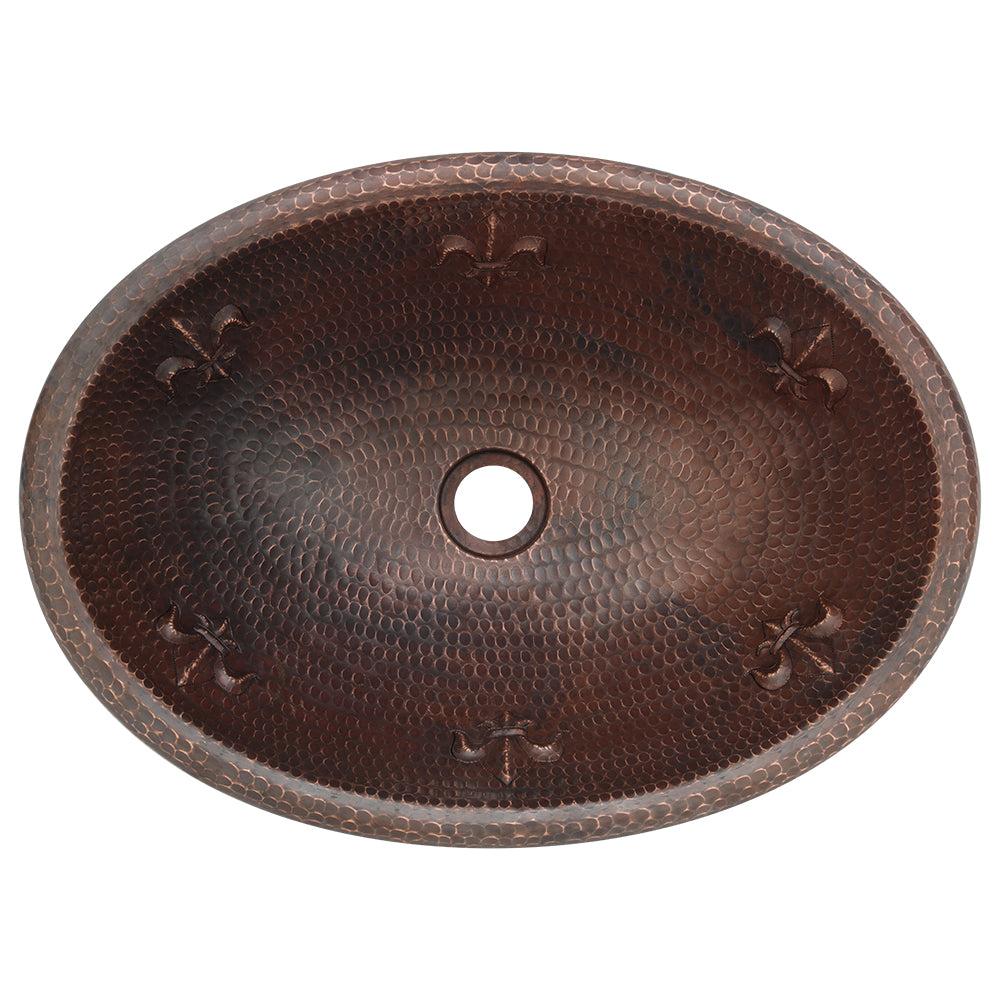 Alternate Image for Premier Copper Products 19" Oval Copper Bathroom Sink, Oil Rubbed Bronze, LO19RFLDB