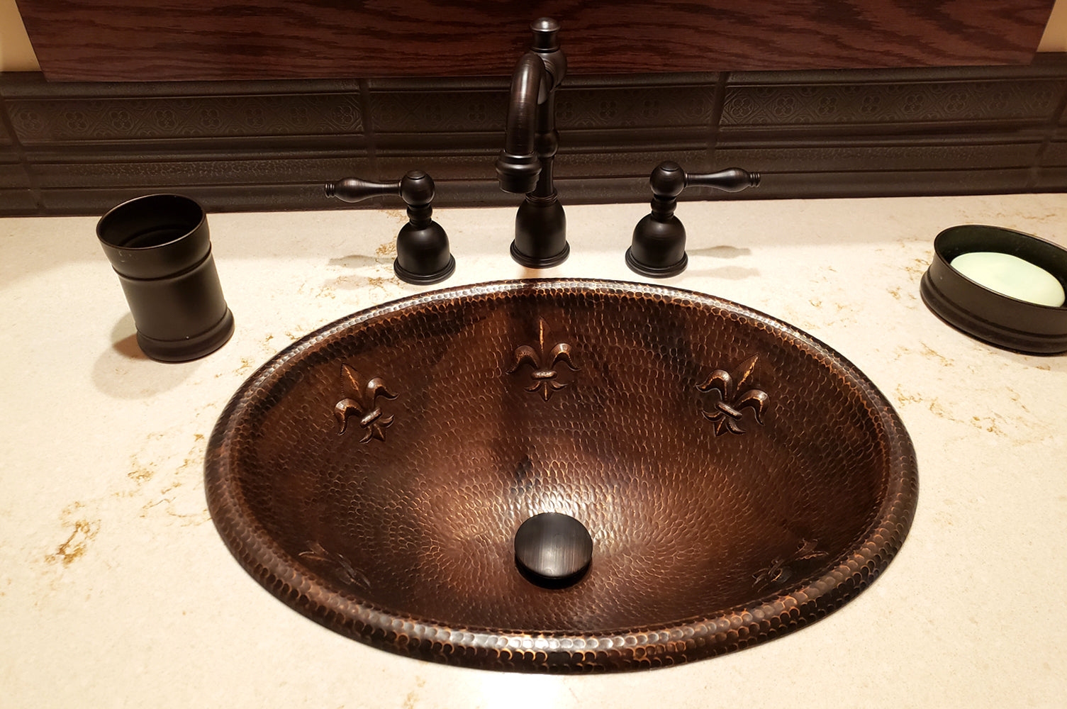 Alternate Image for Premier Copper Products 19" Oval Copper Bathroom Sink, Oil Rubbed Bronze, LO19RFLDB