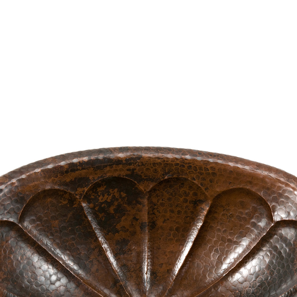 Alternate Image for Premier Copper Products 19" Oval Sunburst Self Rimming Hammered Copper Bathroom Sink, Matching Drain and Accessories, Oil Rubbed Bronze, BSP5_LO19RSBDB-P