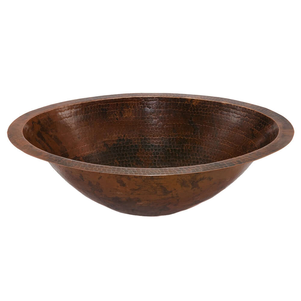 Alternate Image for Premier Copper Products 20" Master Bath Oval Under Counter Hammered Copper Bathroom Sink, Matching Drain and Accessories, Oil Rubbed Bronze, BSP5_LO20FDB-P