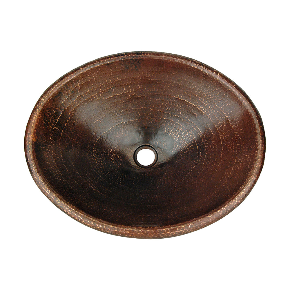 Alternate Image for Premier Copper Products 20" Master Bath Oval Self Rimming Hammered Copper Bathroom Sink, Matching Drain and Accessories, Oil Rubbed Bronze, BSP5_LO20RDB-P