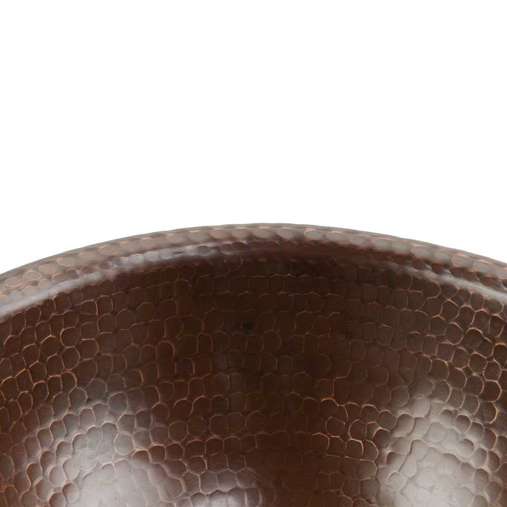 Alternate Image for Premier Copper Products 12" Round Self Rimming Hammered Copper Bathroom Sink, Matching Drain and Accessories, Oil Rubbed Bronze, BSP5_LR12RDB-P