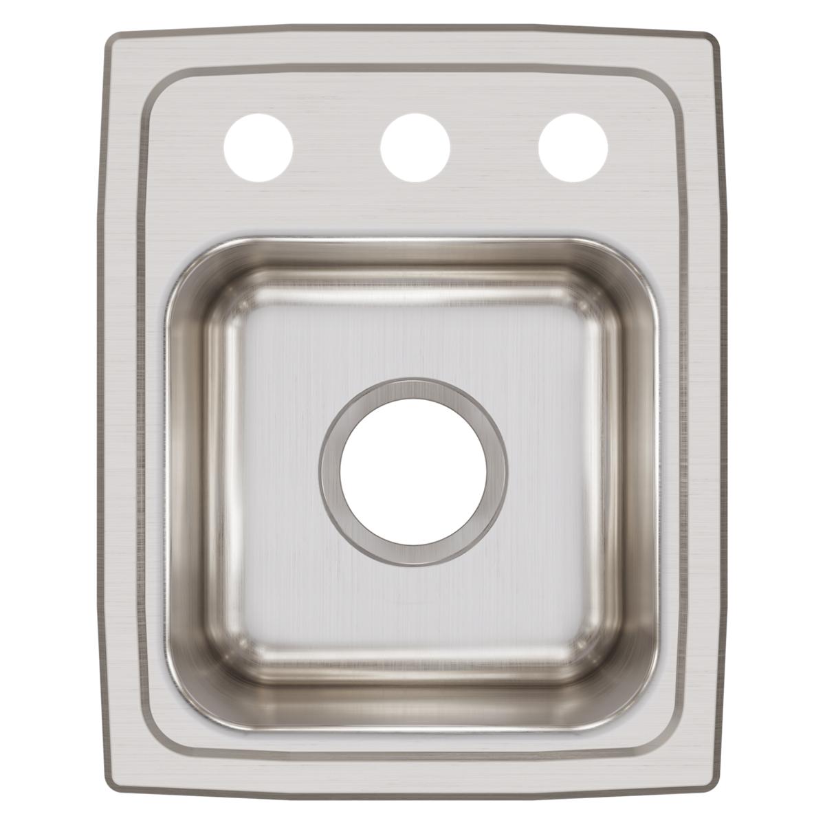 Elkay Lustertone Classic 13" Drop In/Topmount Stainless Steel Kitchen Sink, 3 Faucet Holes, LRQ13163