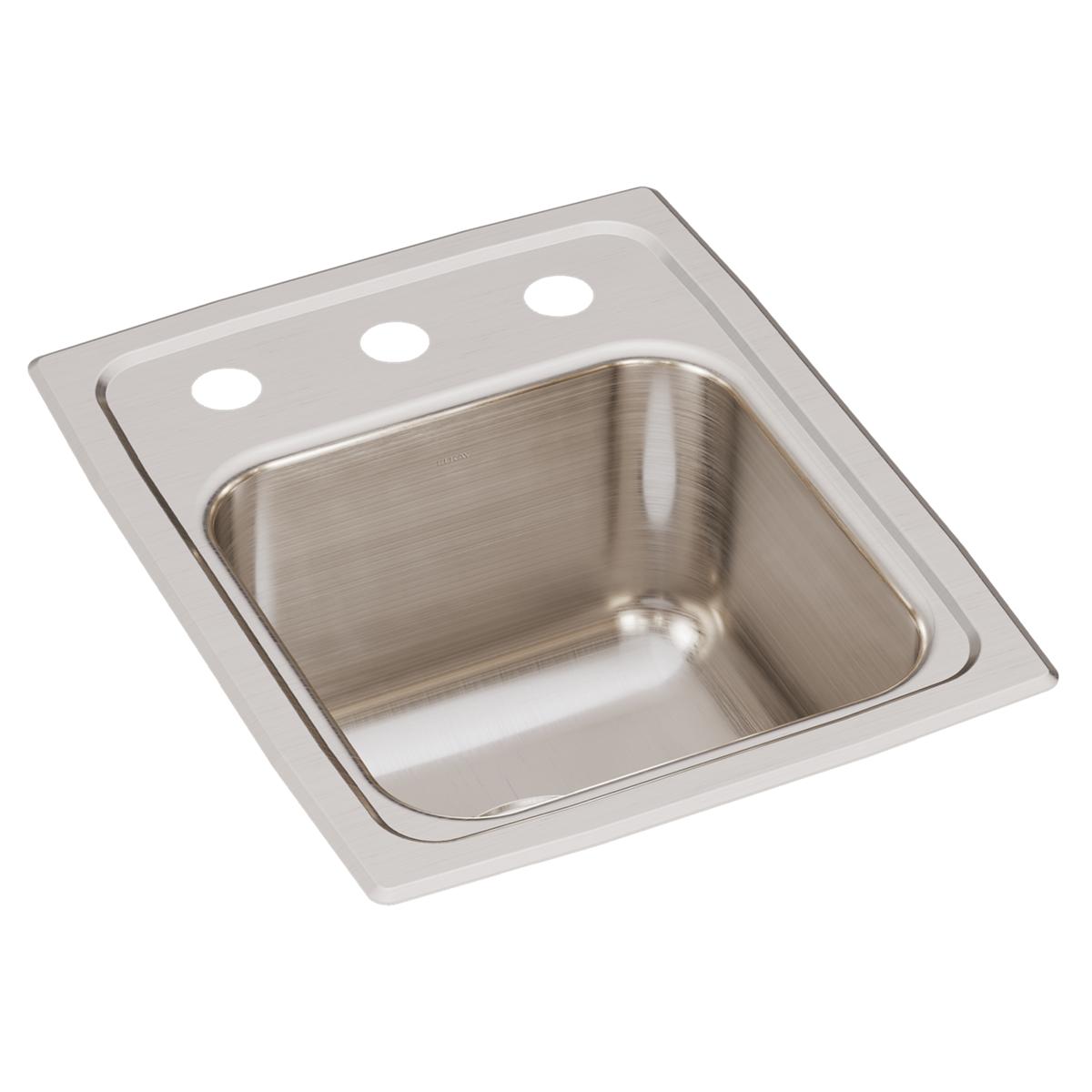 Elkay Lustertone Classic 13" Drop In/Topmount Stainless Steel Kitchen Sink, 3 Faucet Holes, LRQ13163
