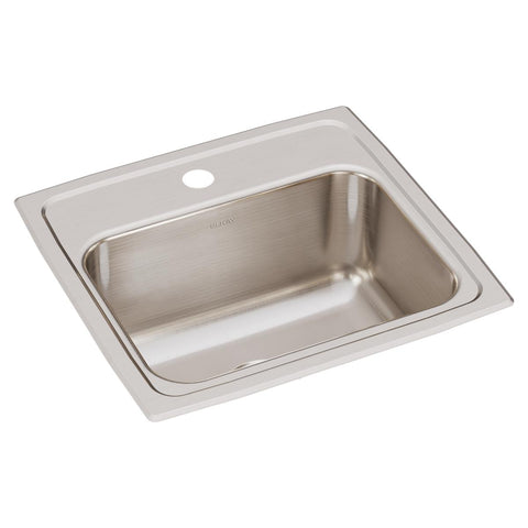 Elkay Lustertone Classic 17" Drop In/Topmount Stainless Steel Kitchen Sink, 1 Faucet Hole, LRQ17161