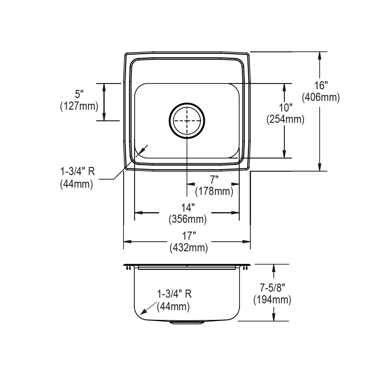 Alternate Image for Elkay Lustertone Classic 17" Drop In/Topmount Stainless Steel Kitchen Sink Kit with Faucet, Lustrous Satin, 1 Faucet Hole, LR1716C