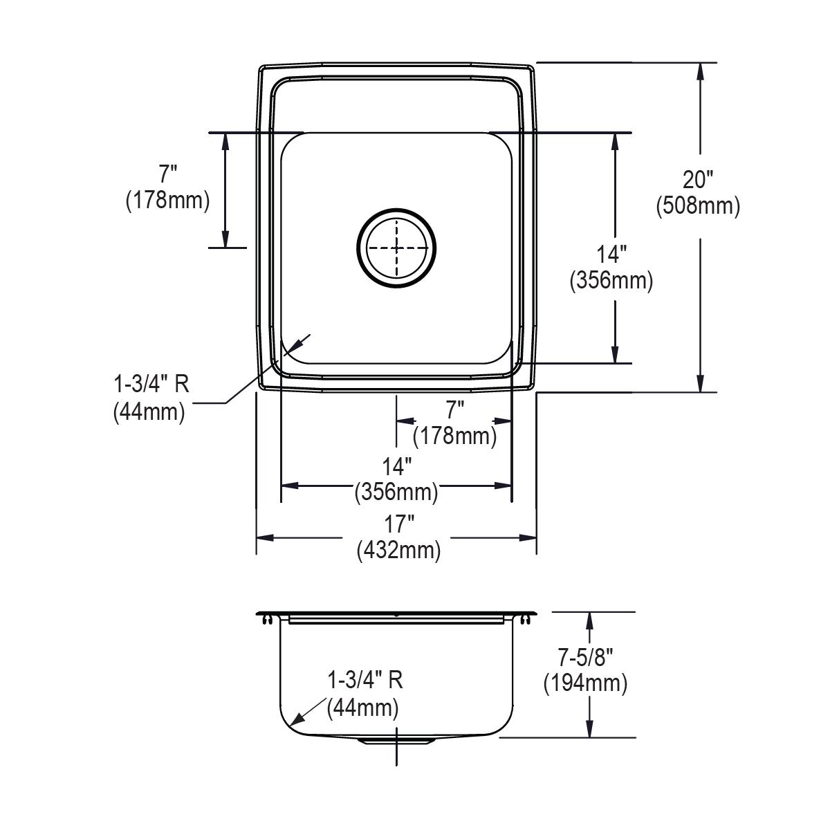 Alternate Image for Elkay Lustertone Classic 17" Drop In/Topmount Stainless Steel Kitchen Sink Kit with Faucet, Lustrous Satin, 2 Faucet Holes, LR1720SC