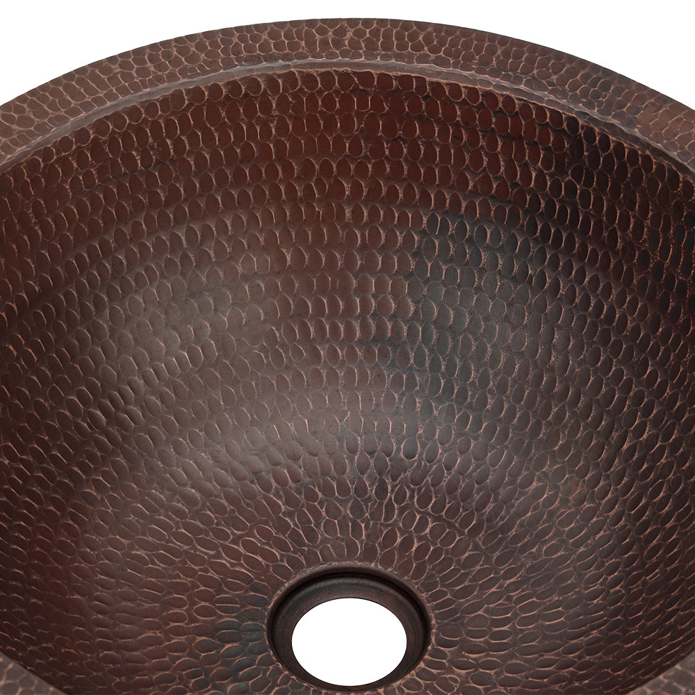 Alternate Image for Premier Copper Products 17" Round Copper Bathroom Sink, Oil Rubbed Bronze, LR17FDB