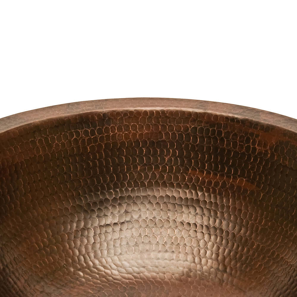 Alternate Image for Premier Copper Products 17" Round Under Counter Hammered Copper Bathroom Sink, Matching Drain and Accessories, Oil Rubbed Bronze, BSP5_LR17FDB-P
