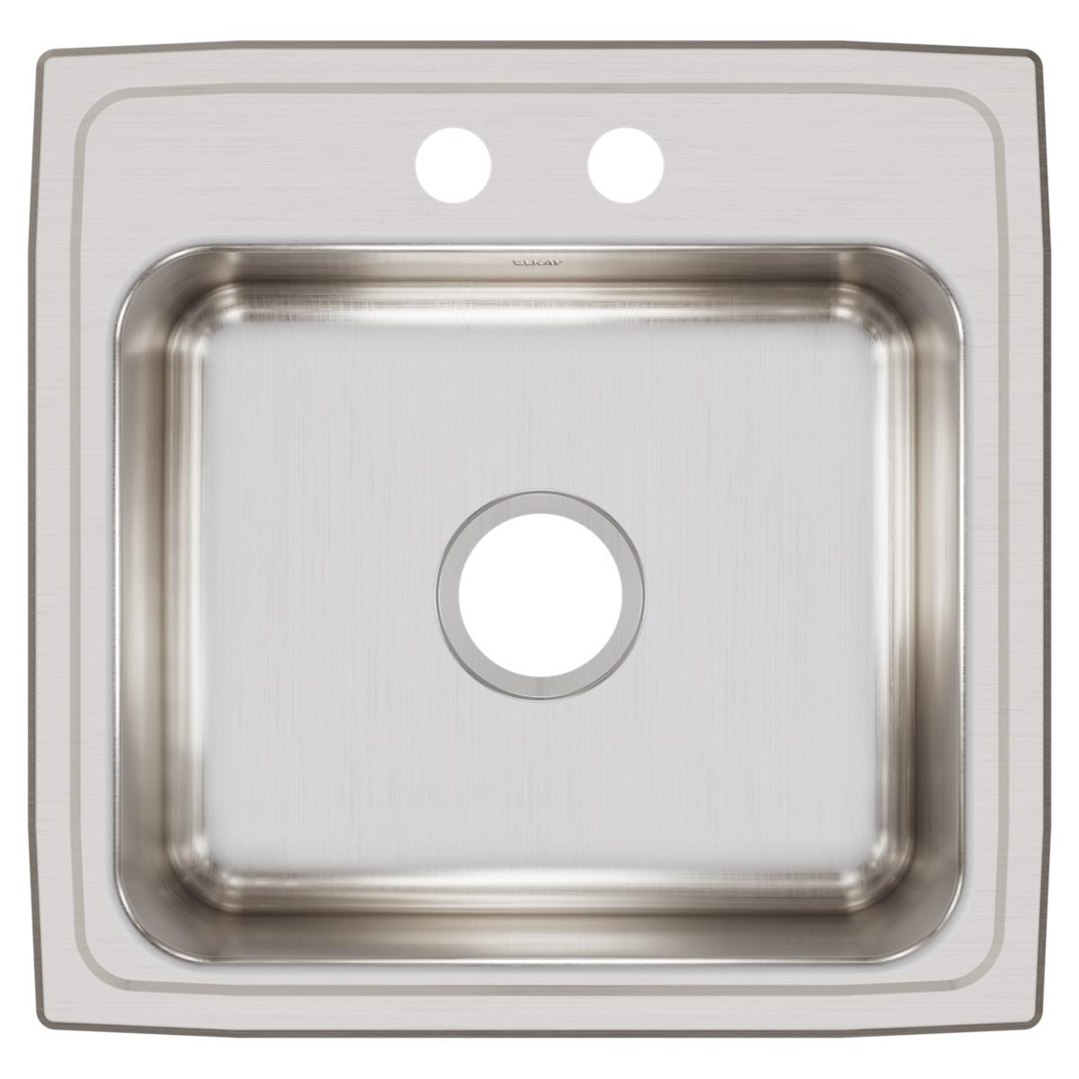 Alternate Image for Elkay Lustertone Classic 20" Drop In/Topmount Stainless Steel Kitchen Sink, 2 Faucet Holes, LRQ19192