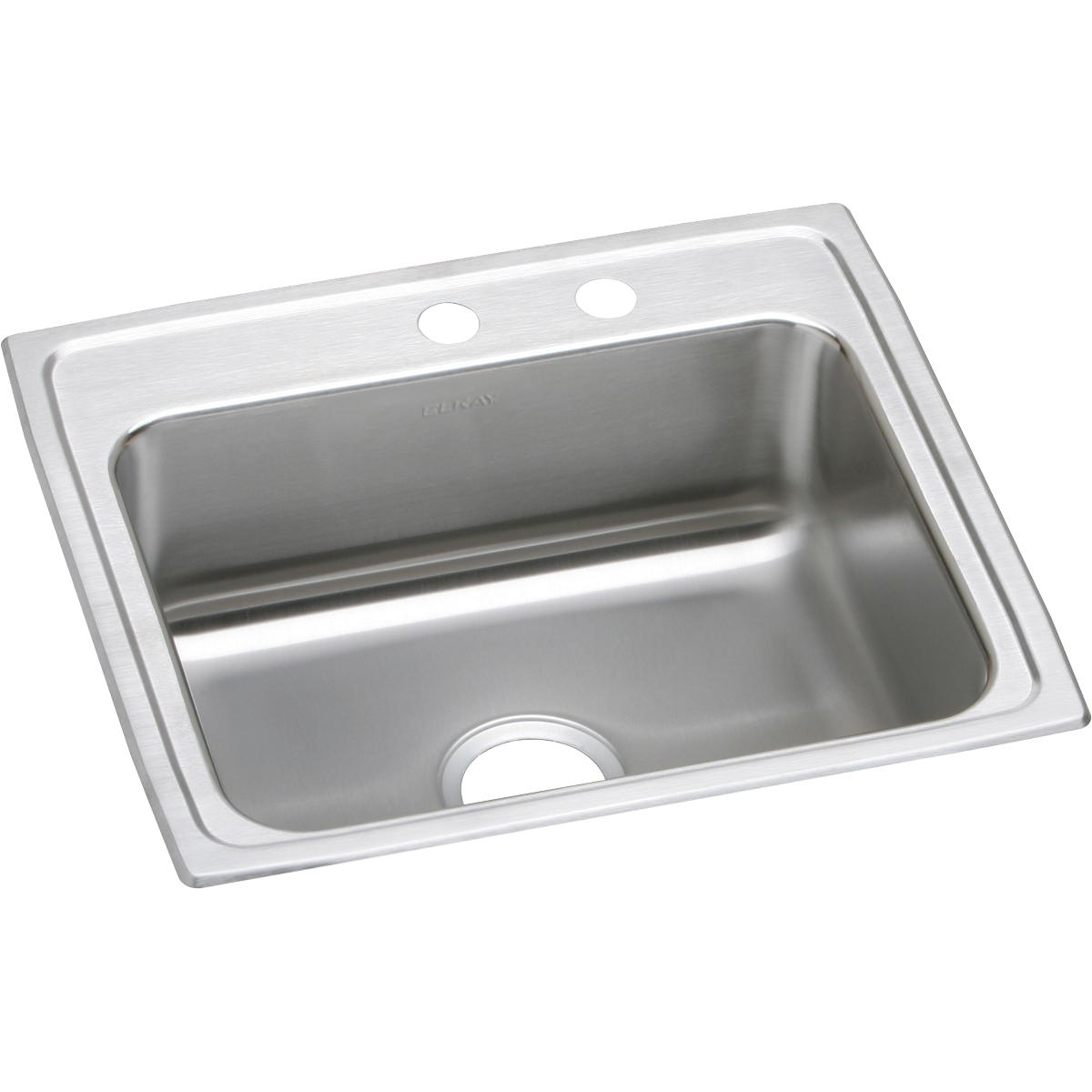 Elkay Lustertone Classic 22" Drop In/Topmount Stainless Steel Kitchen Sink, Lustrous Satin, MR2 Faucet Holes, LR2219MR2